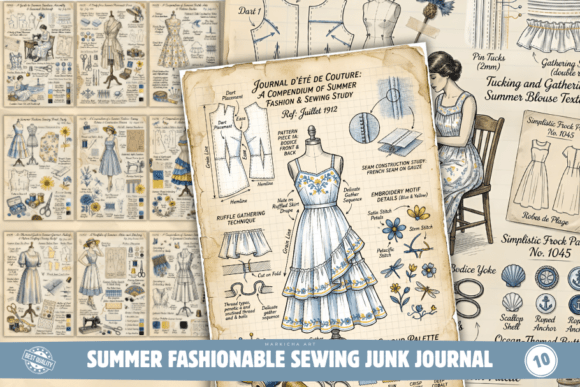 Download Summer Fashionable Sewing Junk Journal - Fashionable Collection
