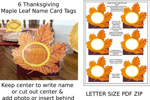 Download 6 Thanksgiving Maple Leaf Name Card Tags - Name card Collection